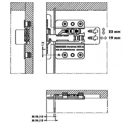 Įfrezuojamas laikiklių komplektas pakabinamoms spintelėms
