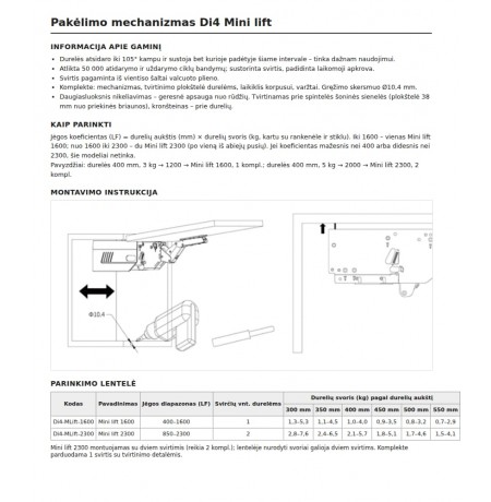 Pakėlimo mechanizmas Di4 Mini lift
